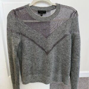 Rag & Bone Sheer Knit Sweater XS Gray Lightweight Layering Top 🤍